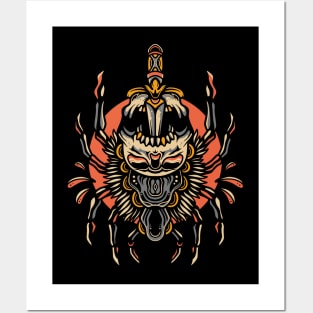 Skull Spider Vintage Traditional Tattoo Posters and Art